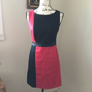 Black and red colourblock dress